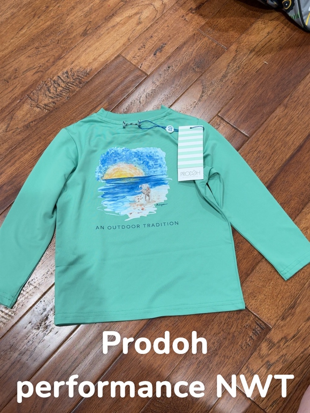 Prodoh Kids' Mint Green Long-Sleeve Swim Rashguard with Beach Graphic